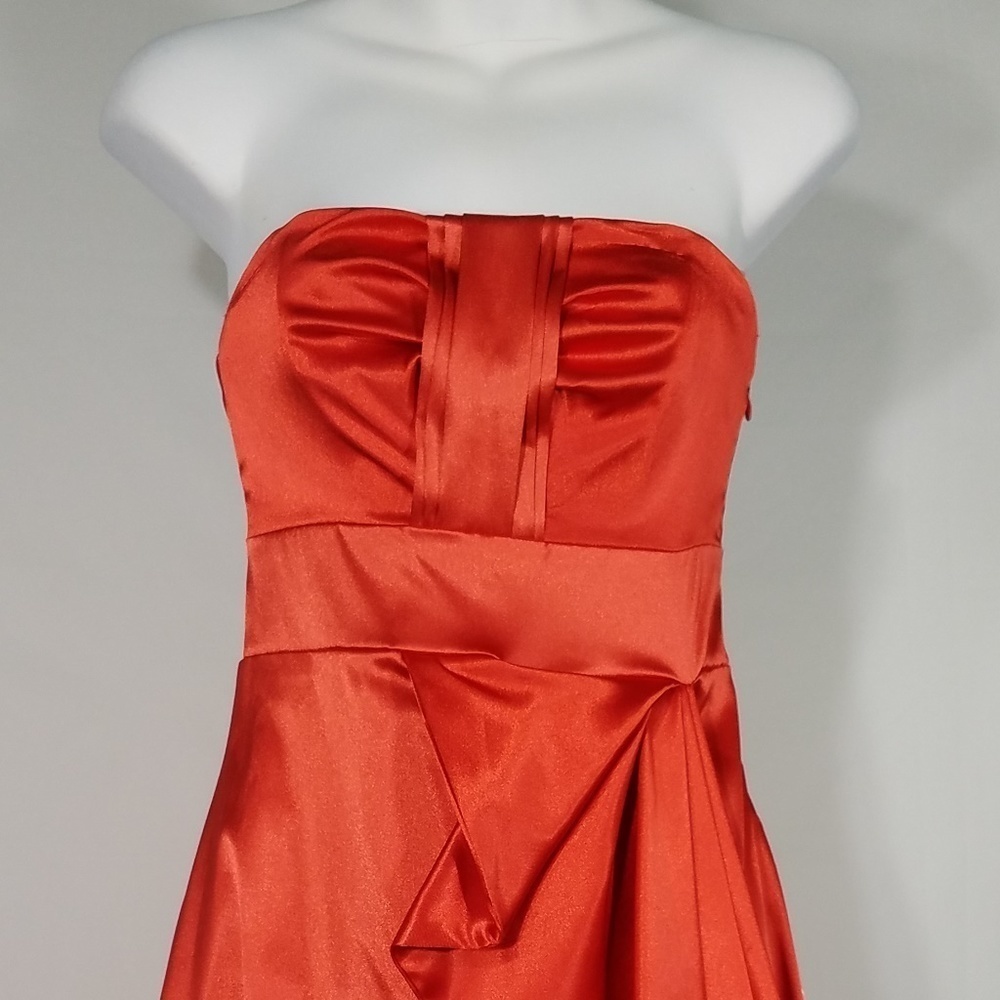 NWT tomato red short prom evening dress juniors 5 - Picture 2 of 8